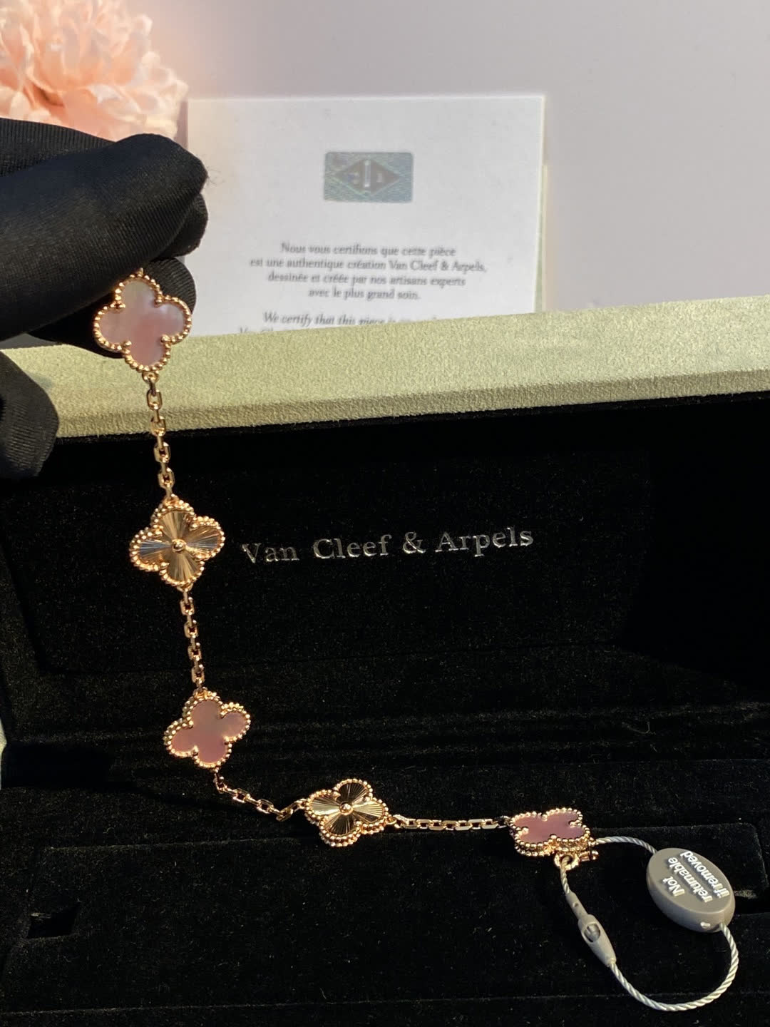 Van Cleef & Arpels Alhambra Pink Gold and Silver Bracelet